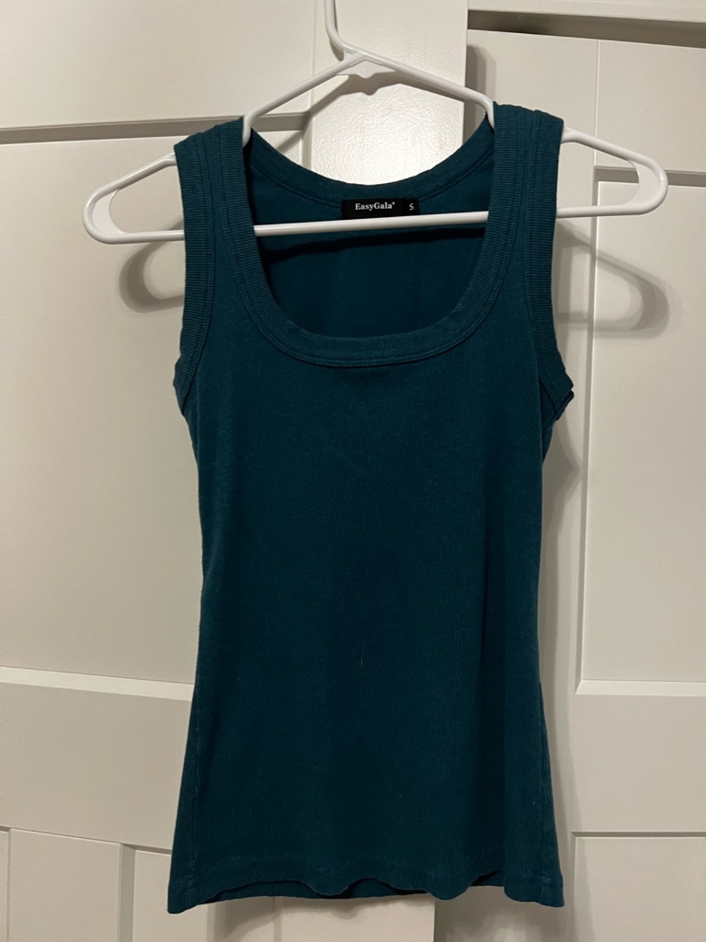 Teal Ribbed Scoop Neck Tank